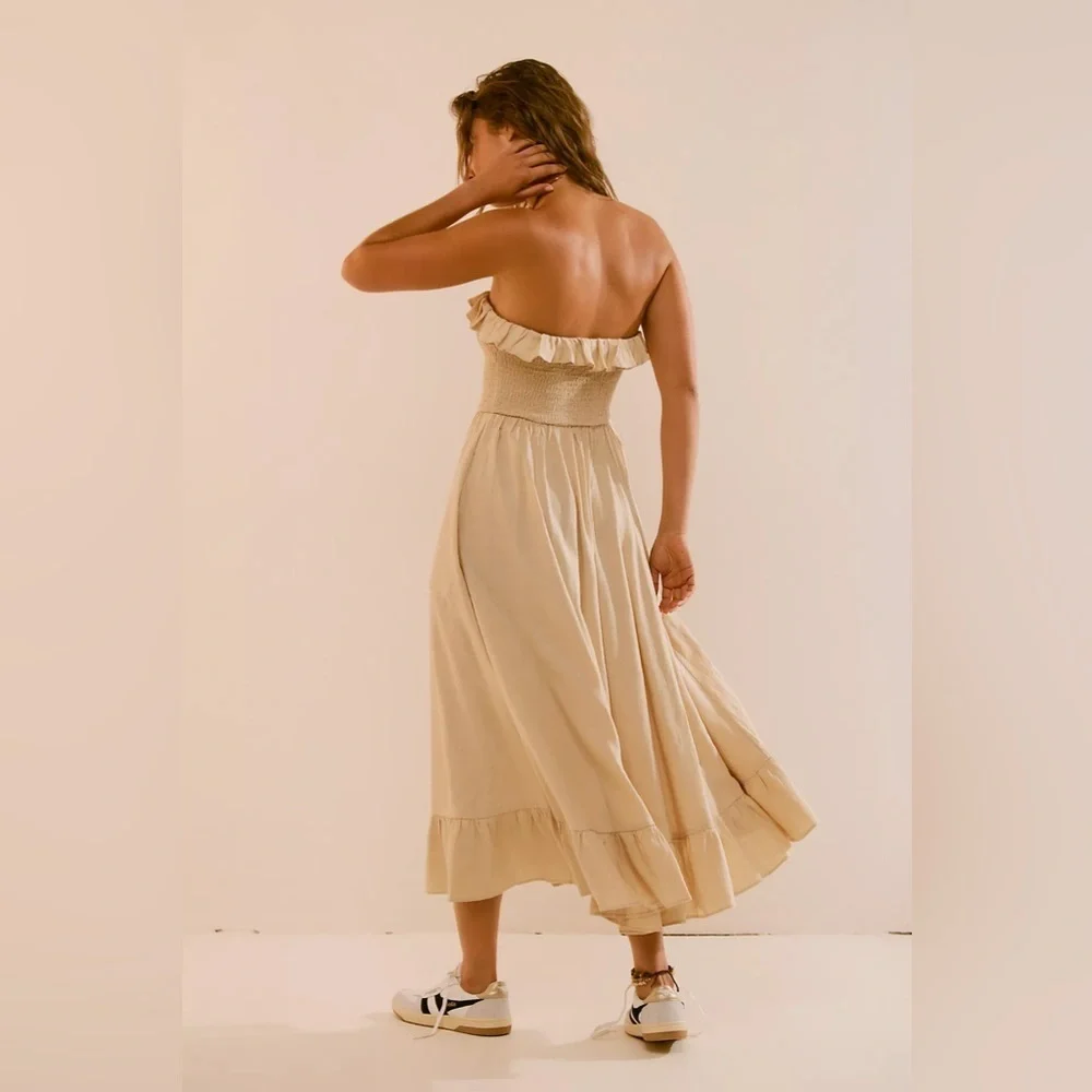 COPY - Free people Lush Life Linen Strapless Midi Dress